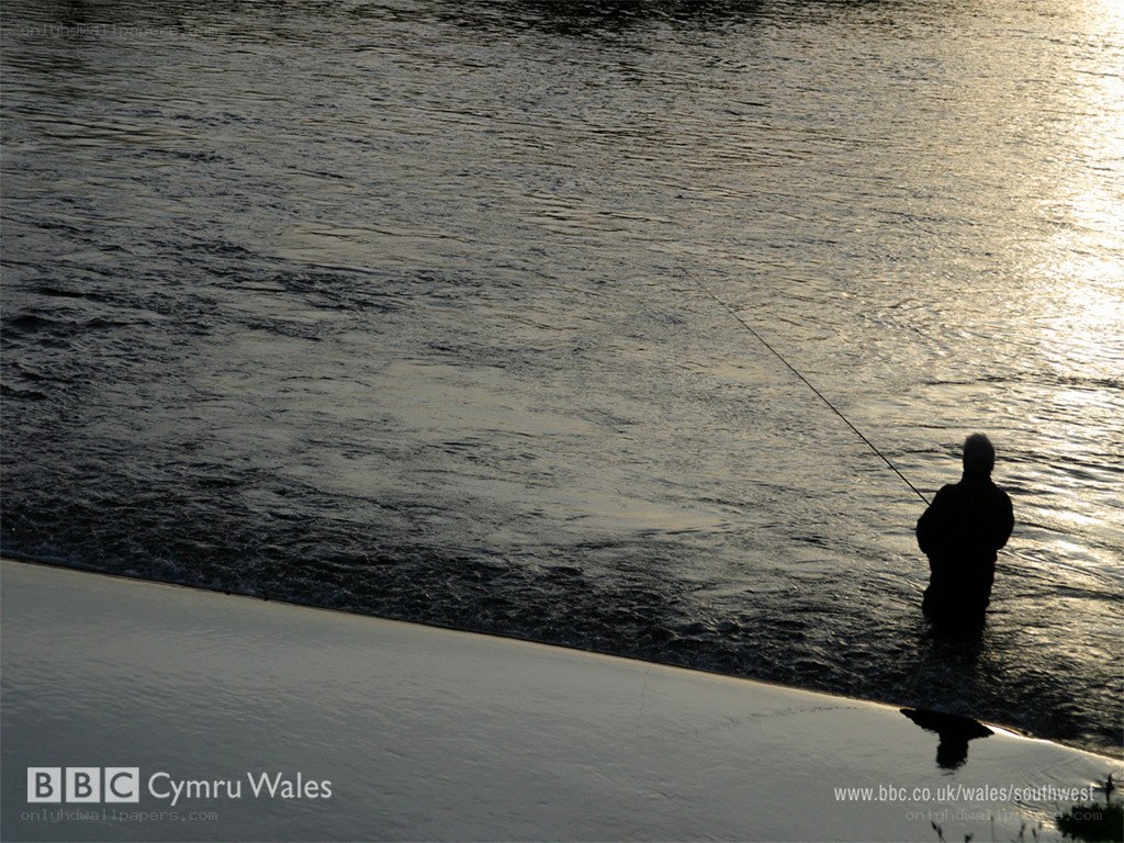 fisherman at sunset