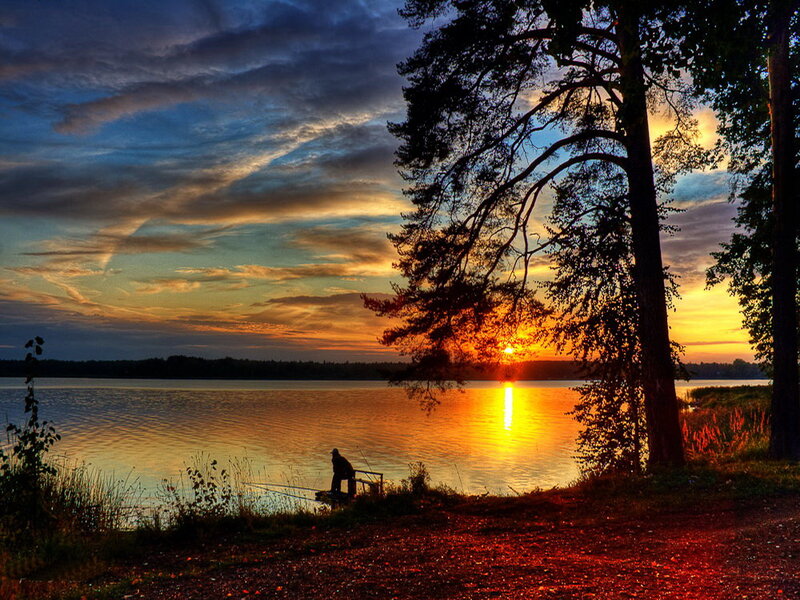 Fisherman at Sunset — Orange