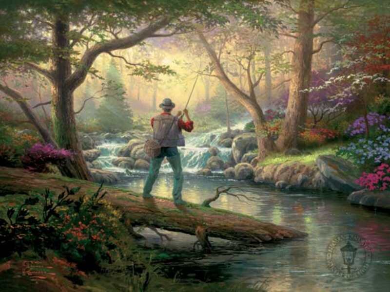 Fisherman by the stream