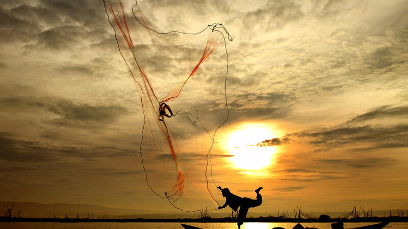 Fisherman Casting Net — Orange