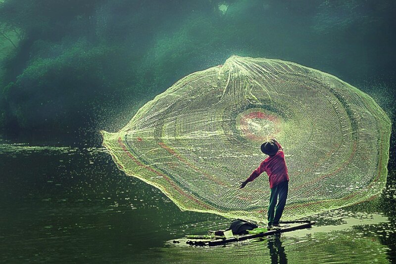 Fisherman Casting Net