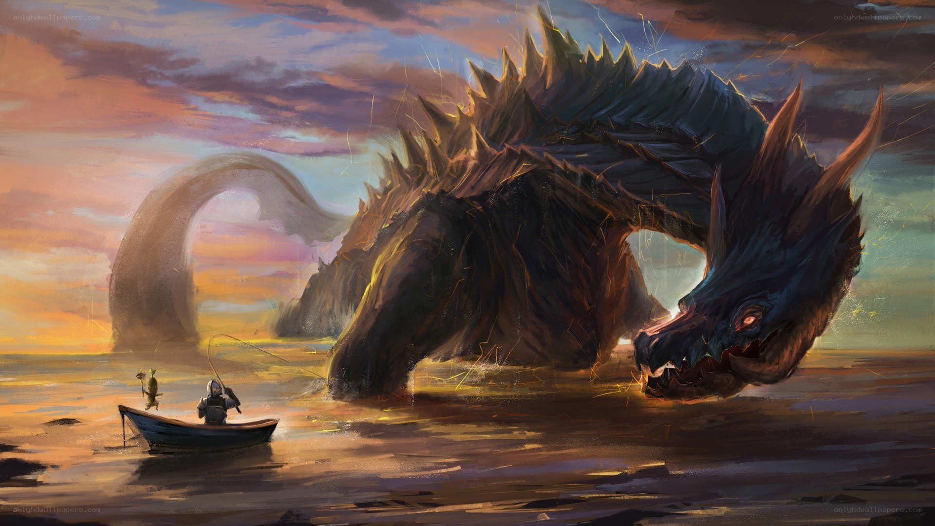 Fisherman confronts sea monster