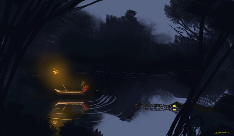 Fisherman in a Boat — Dark Blue