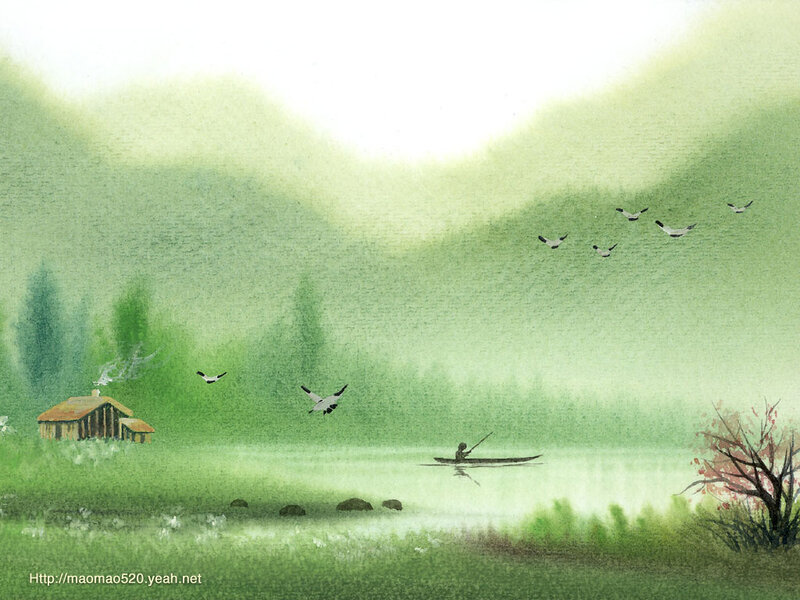 Fisherman in a Boat — Green