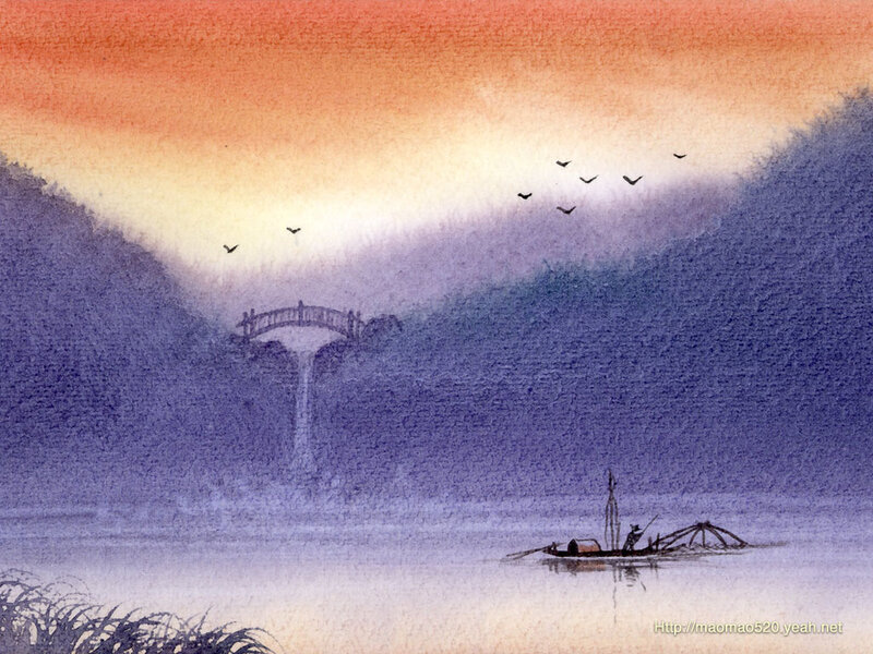 Fisherman in a Boat — Orange, Serene