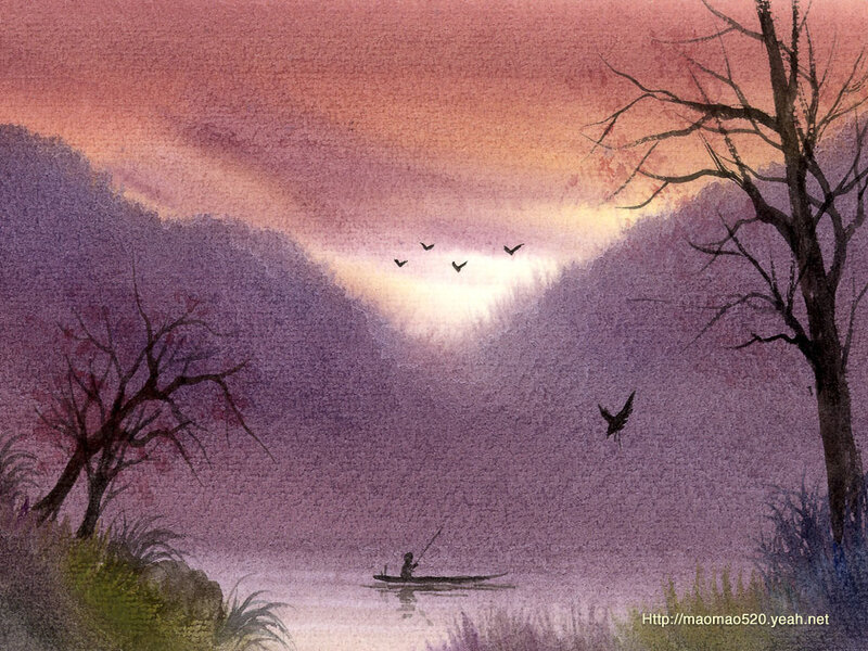 Fisherman in a Boat — Purple
