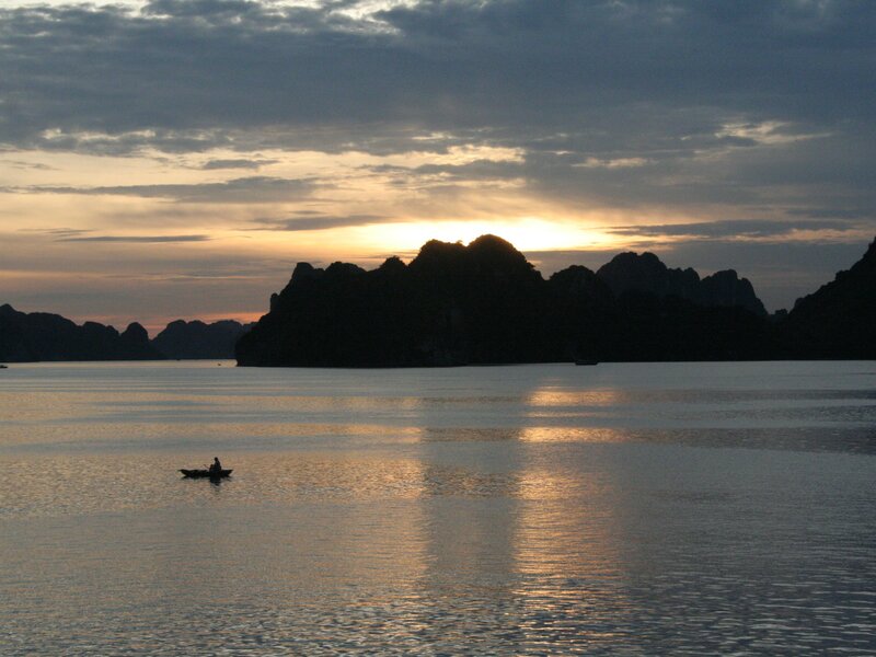 Fisherman in Boat — Gold, Serene