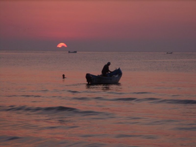 Fisherman in Boat — Pink