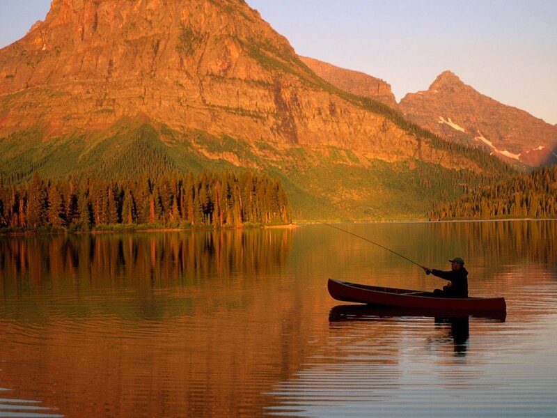 Fisherman in Canoe — Orange