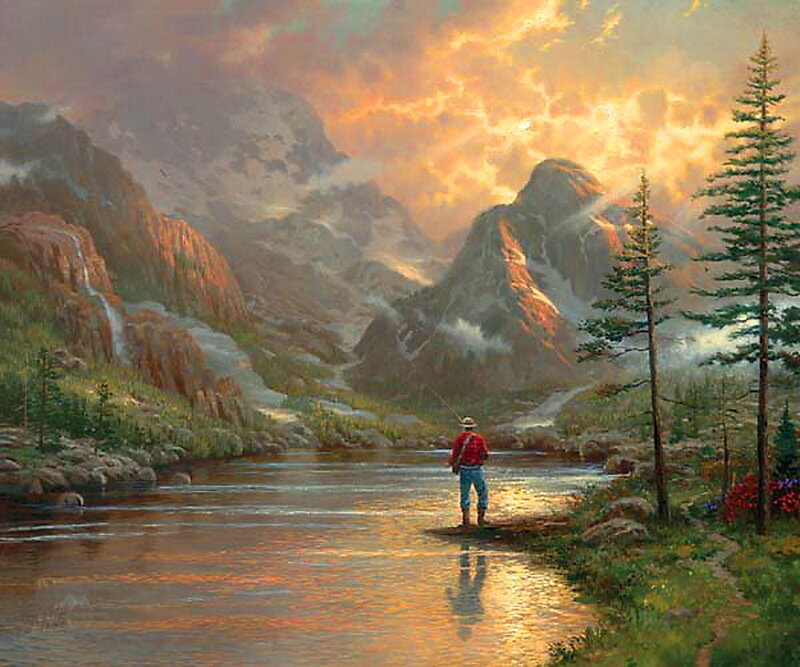 Fisherman in Mountain River