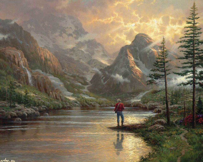 Fisherman in Mountains