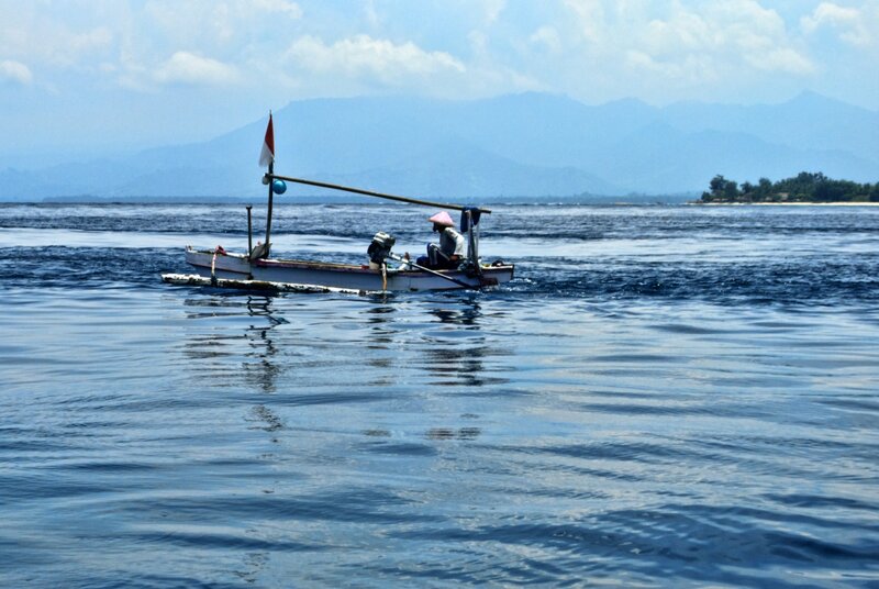 Fisherman on a Boat — Blue