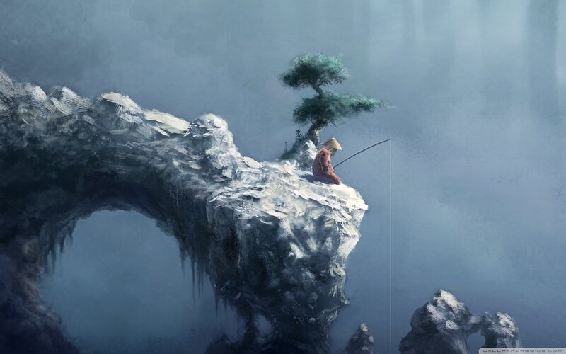 Fisherman on a cliff