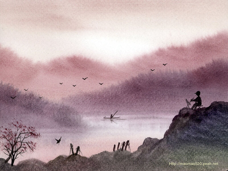 Fisherman on a Cliff — Purple