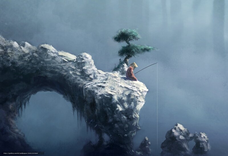Fisherman on a cliff