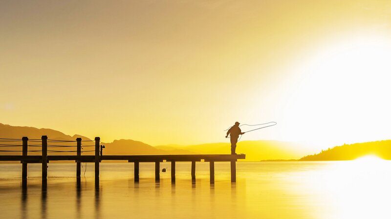 Fisherman on a Dock — Yellow