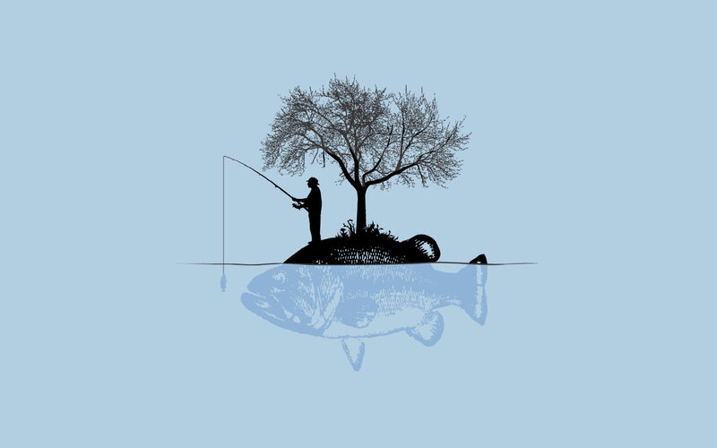 fisherman on a fish island