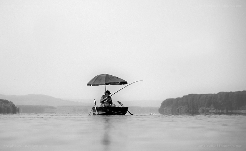 Fisherman on a lake