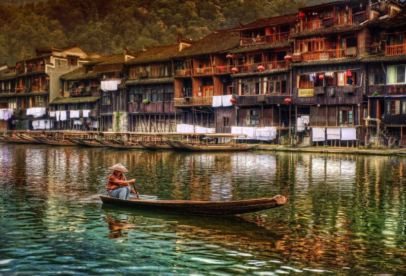 Fisherman on a river in China