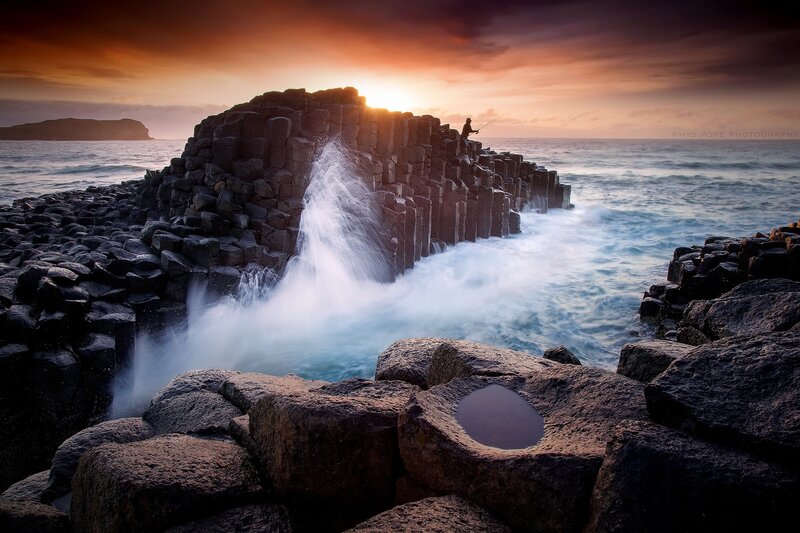 Fisherman on Basalt Columns