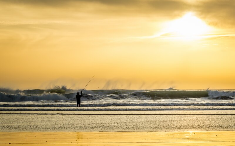 Fisherman on Beach — Yellow