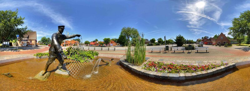 Fisherman statue in town square