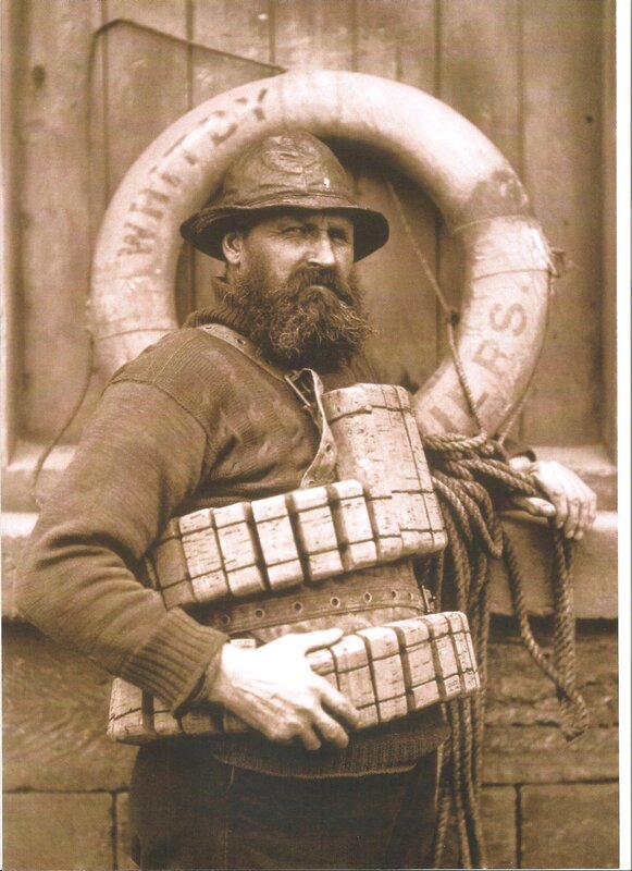 Fisherman with life preserver