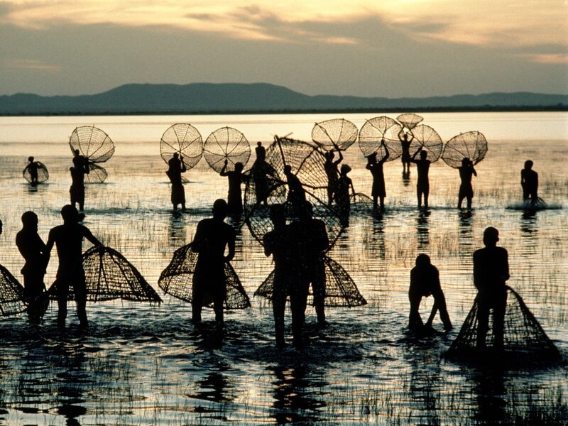 Fishermen at sunset