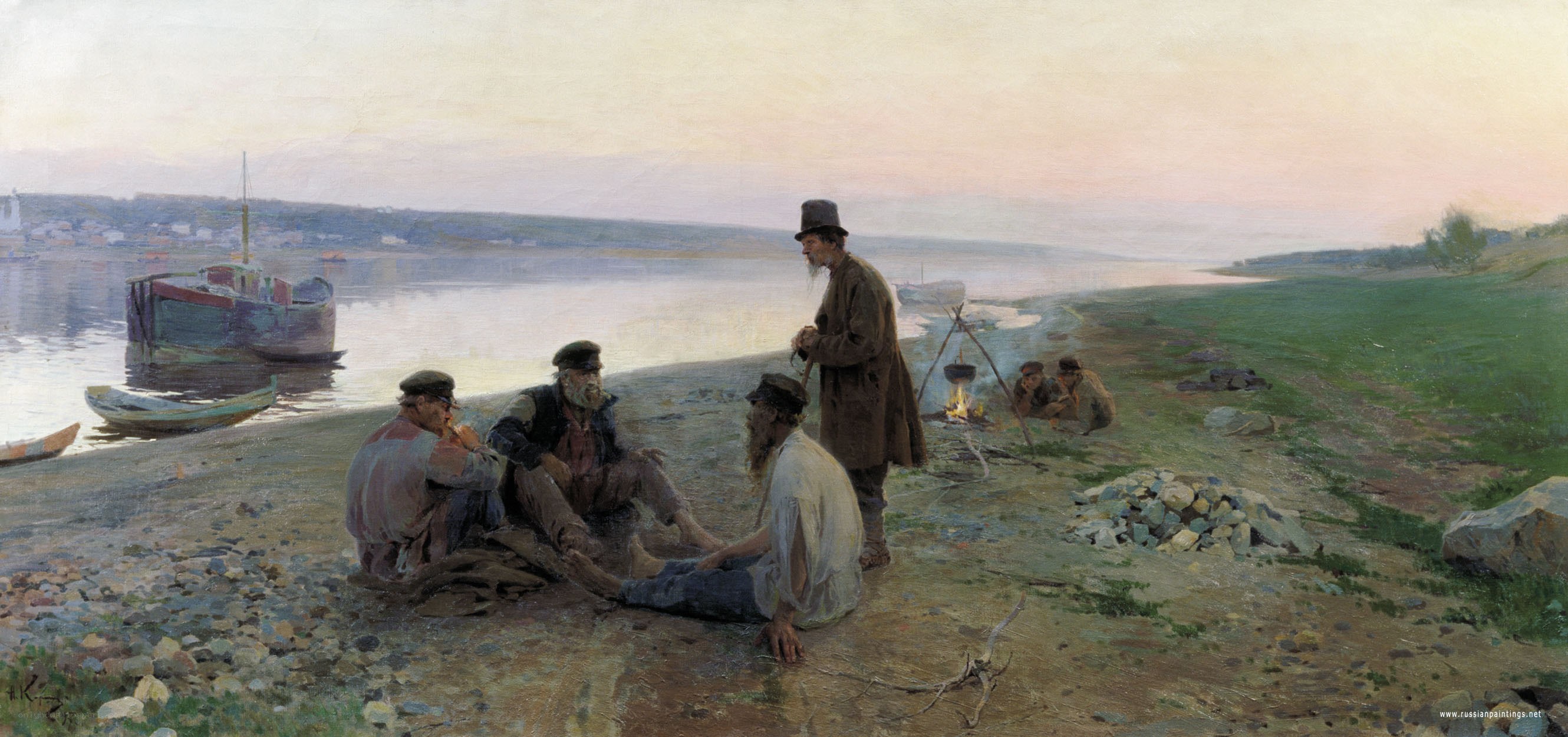 Fishermen by the river