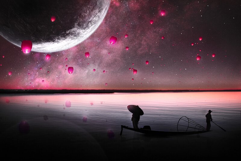 Fishermen in a Boat — Pink