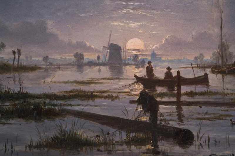Fishermen in a Boat — Purple, Serene