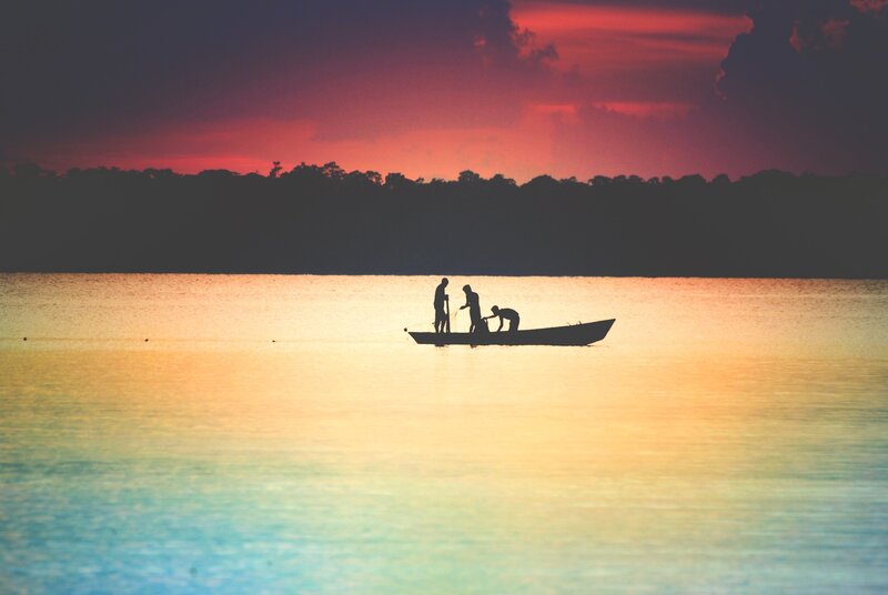 Fishermen in a Boat — Red