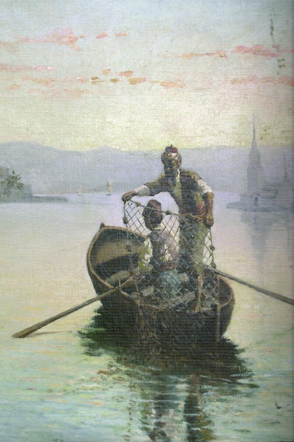 Fishermen in a rowboat