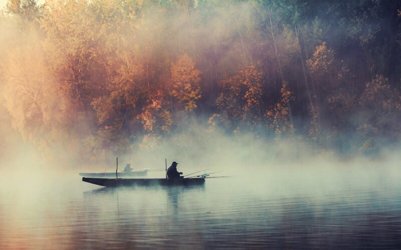 Fishermen in Boats — Orange