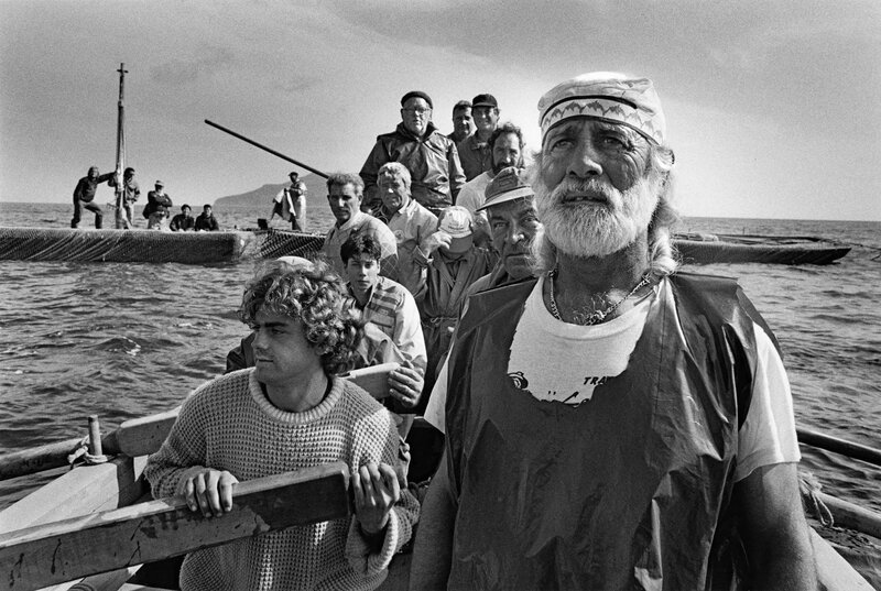 Fishermen on a boat at sea
