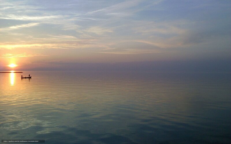 Fishermen on a Boat — Blue, Serene