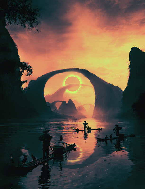 Fishermen on River — Orange