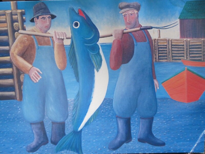 Fishermen with a large fish