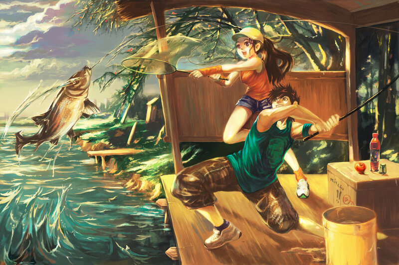Fishing adventure on a lake
