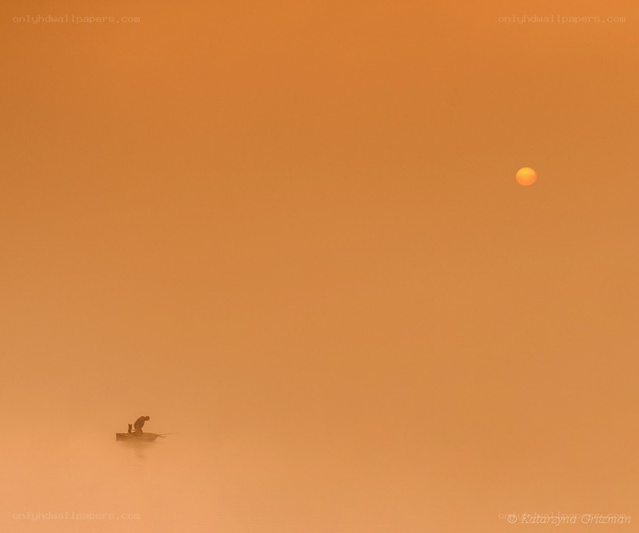 Fishing at sunrise