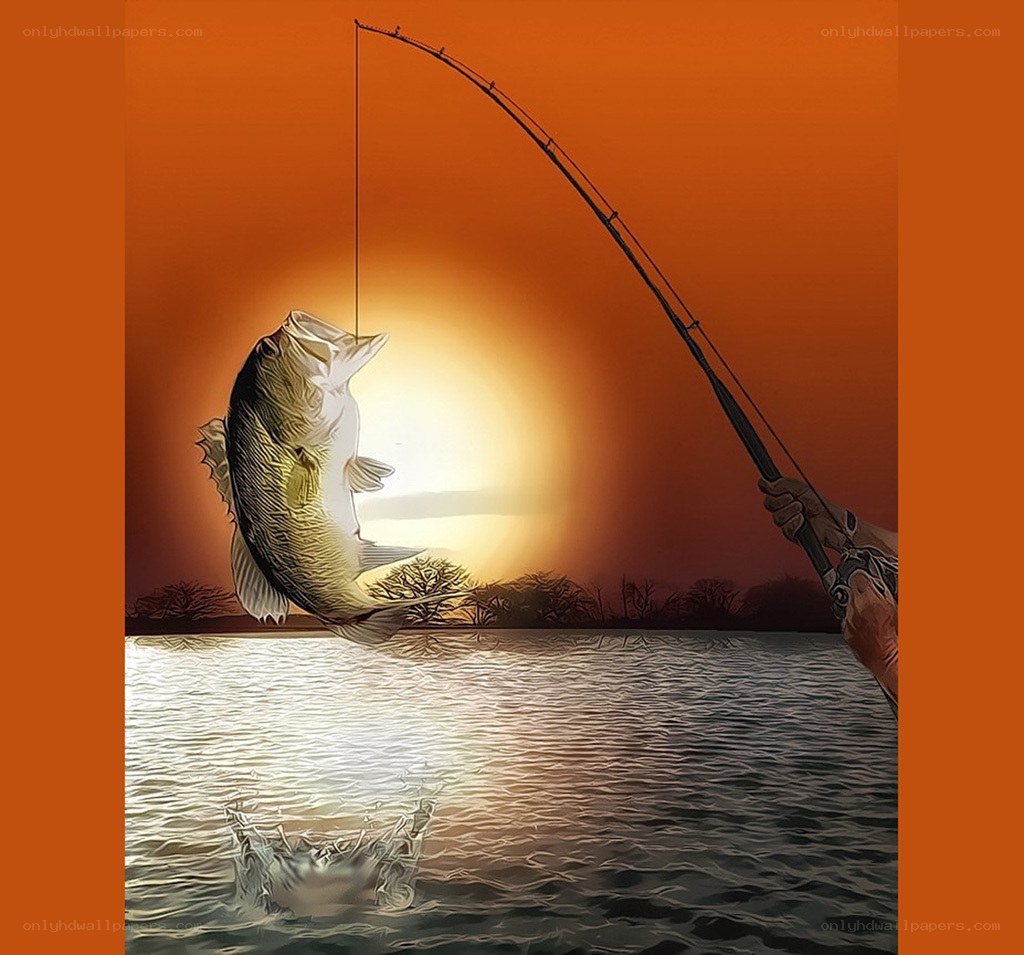 Fishing at sunset with a large bass
