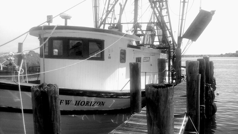 Fishing Boat at Dock — Black