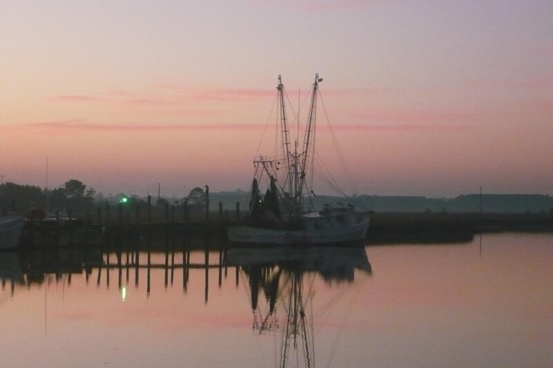 Fishing Boat at Dock — Pink