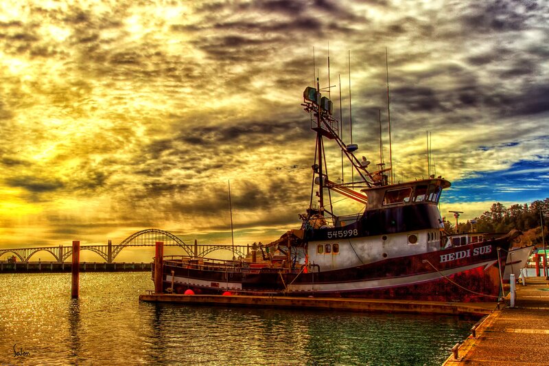 Fishing Boat at Dock — Yellow