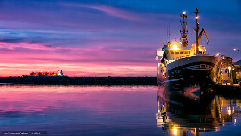 Fishing Boat at Dusk — Purple, Serene