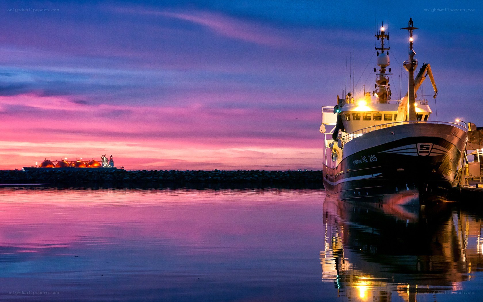 Fishing boat at dusk