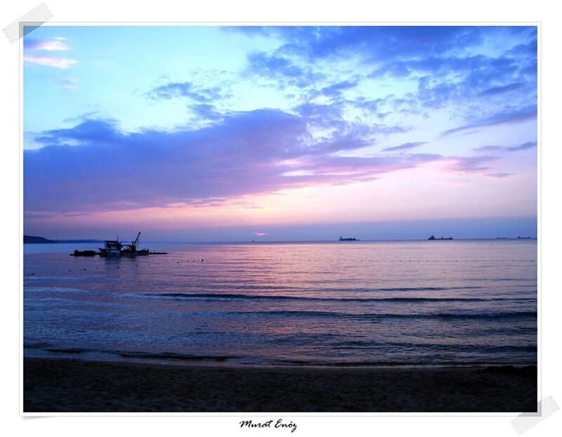 Fishing Boat at Sunset — Blue, Serene