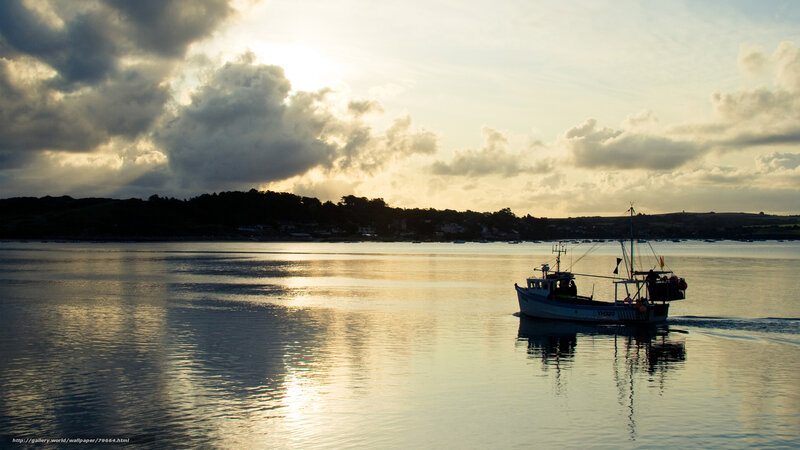 Fishing boat at sunset