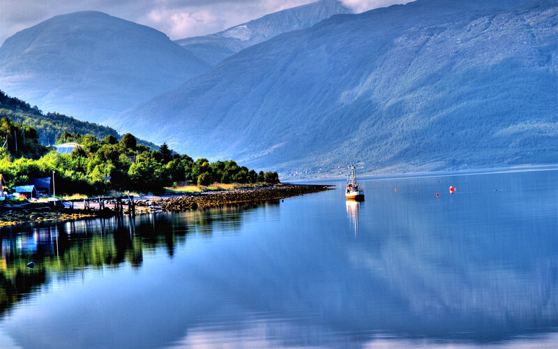 Fishing Boat in Fjord