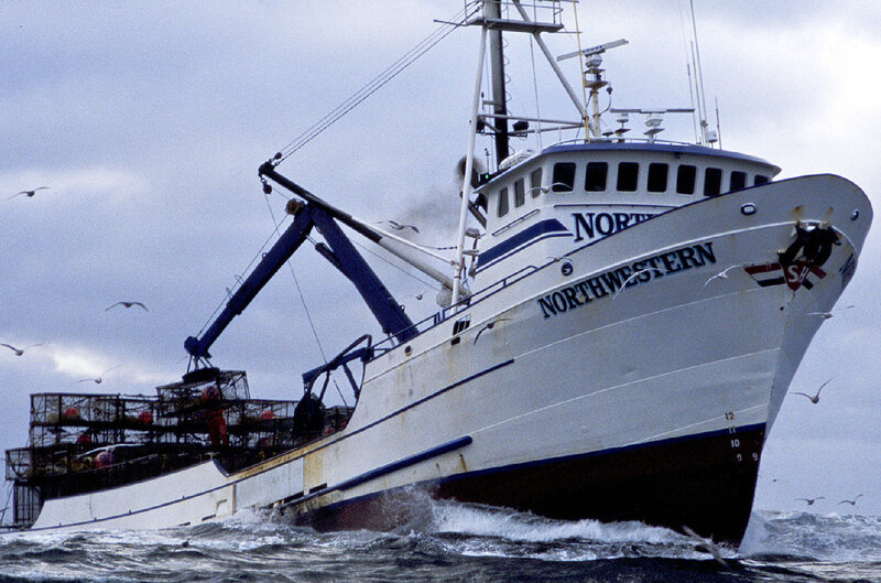 Fishing Boat in Ocean — White